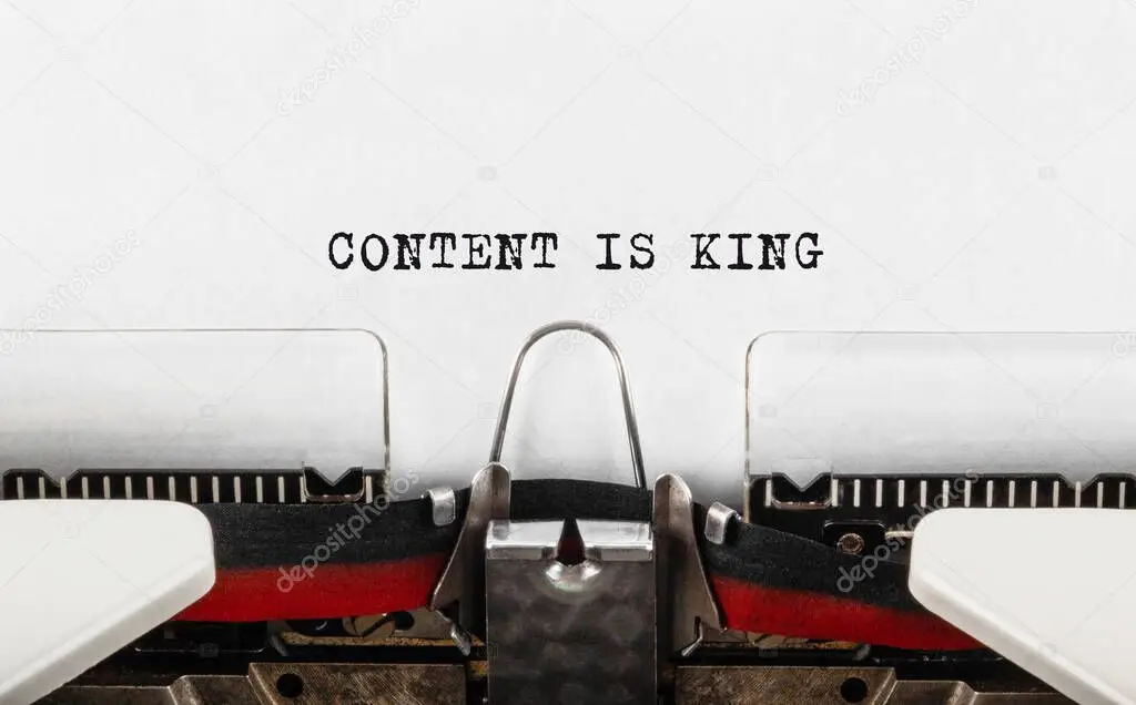 Text Content is King typed on typewriter,concept